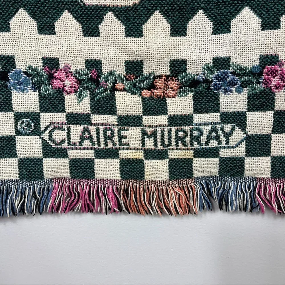 Claire Murray Tapestry Blanket Throw Easter Rabbit Cottage 46 x 63 Vintage